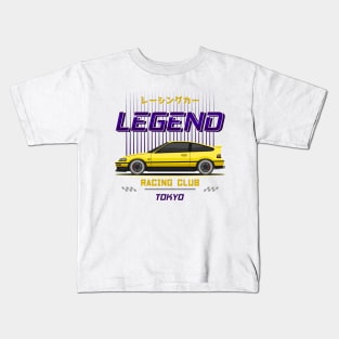 Midnight Racer Yellow CRX JDM Kids T-Shirt